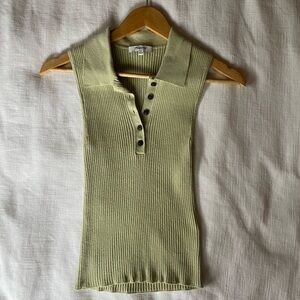 Madewell Owen Polo Sweater Tank in faded seagrass